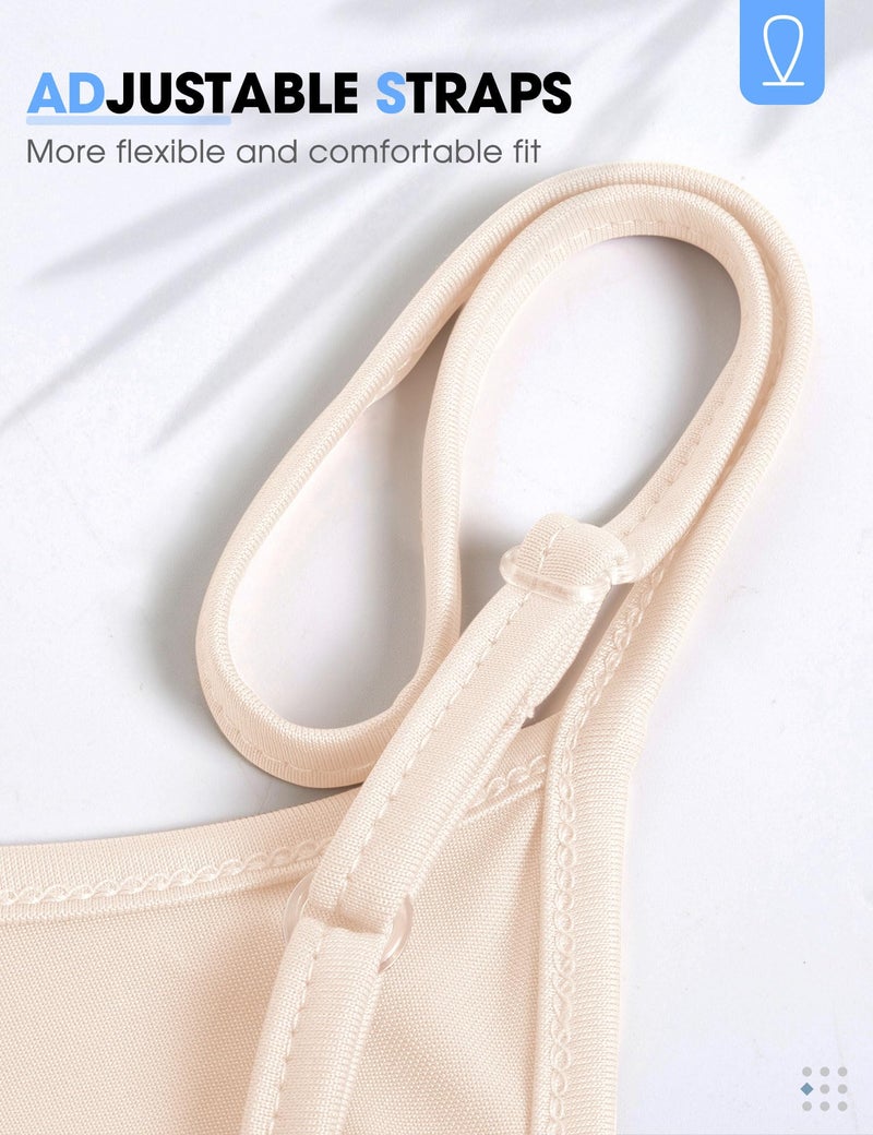 MANCYFIT Full Slip Dress for Women Spaghetti Strap Under Cami Slit Soft Sleeveless Nude Medium - Image 2